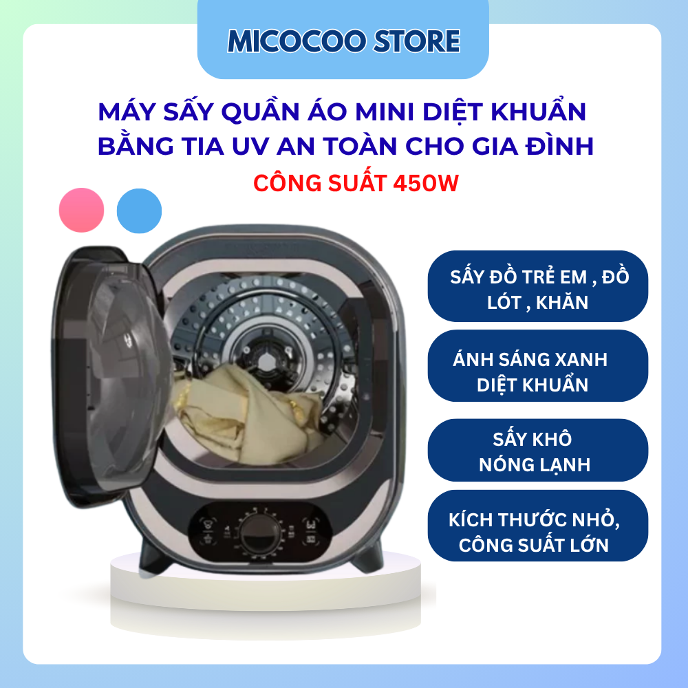 Máy sấy quần áo mini Royalstar, Tủ sấy quần áo l.ót và quần áo em bé, có tia UV kháng khuẩn dung tích 1,8L, có sấy nóng và lạnh