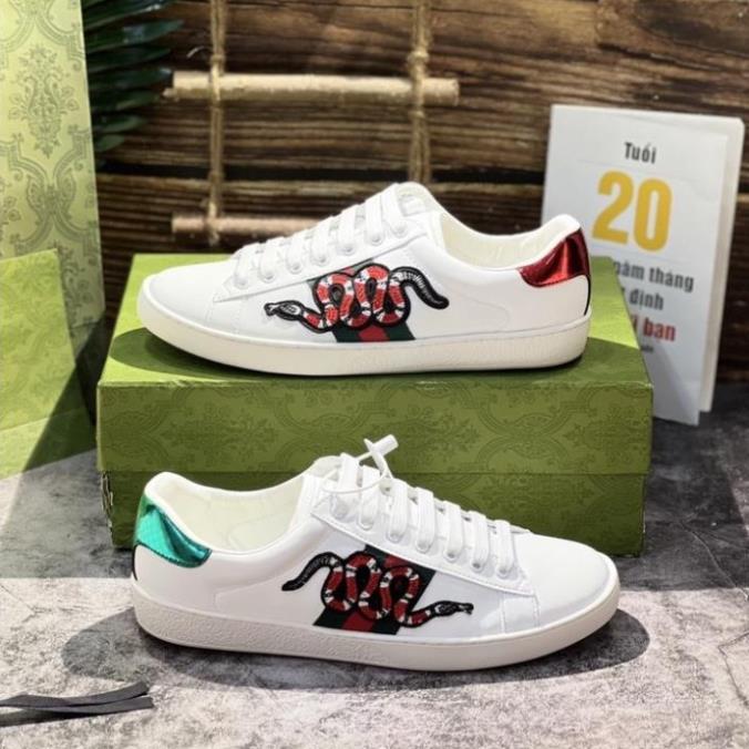 Giày Gucci rắn thêu, Giày thể thao GG 3 vạch 𝐆𝐮𝐜𝐜𝐢 Rắn thêu mẫu mới hàng cao cấp cực chất