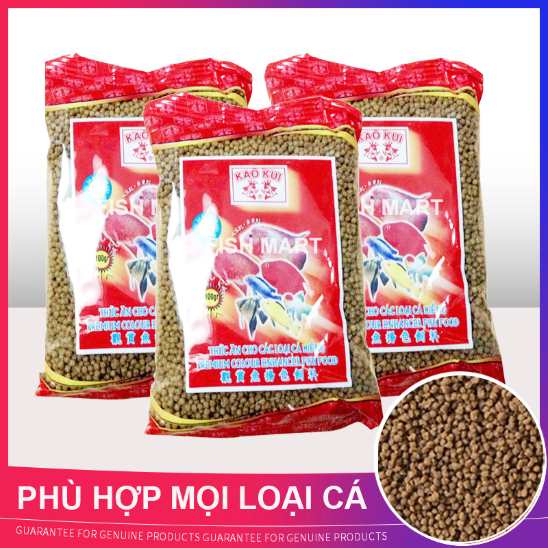 Bộ 3 gói thức ăn cho cá, cám cá KAOKUI hạt nhỏ nổi, giàu dinh dưỡng, giúp cá lớn nhanh, màu đẹp, phát triển mạnh,  phù hợp mọi loại cá cảnh,cá kiểng... Hàng mới về ( 100gr/gói)