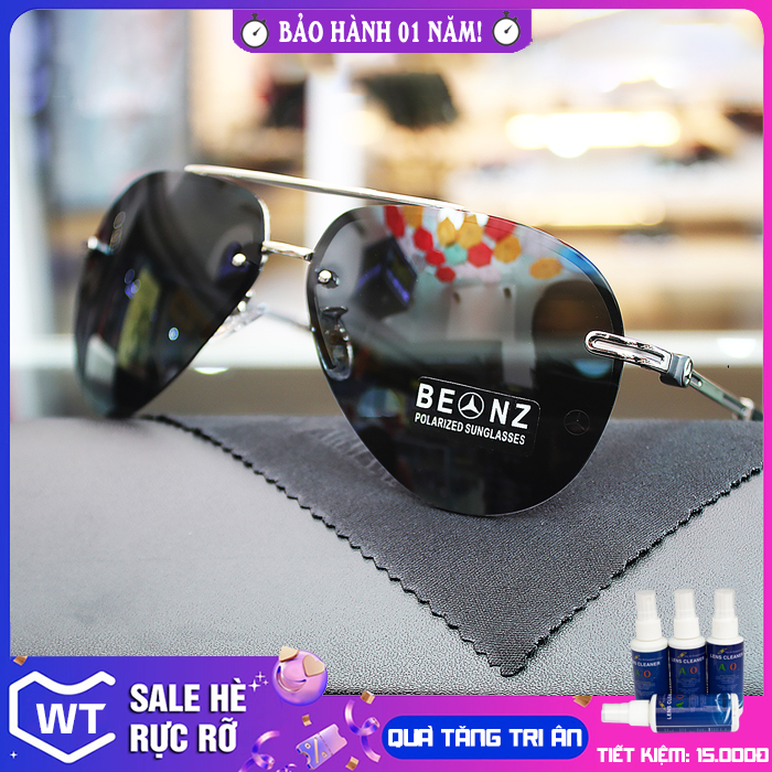Kính mát nam Benz01 mắt Polarized cao cấp, full hộp, khăn, thẻ, bảo hành 12 tháng
