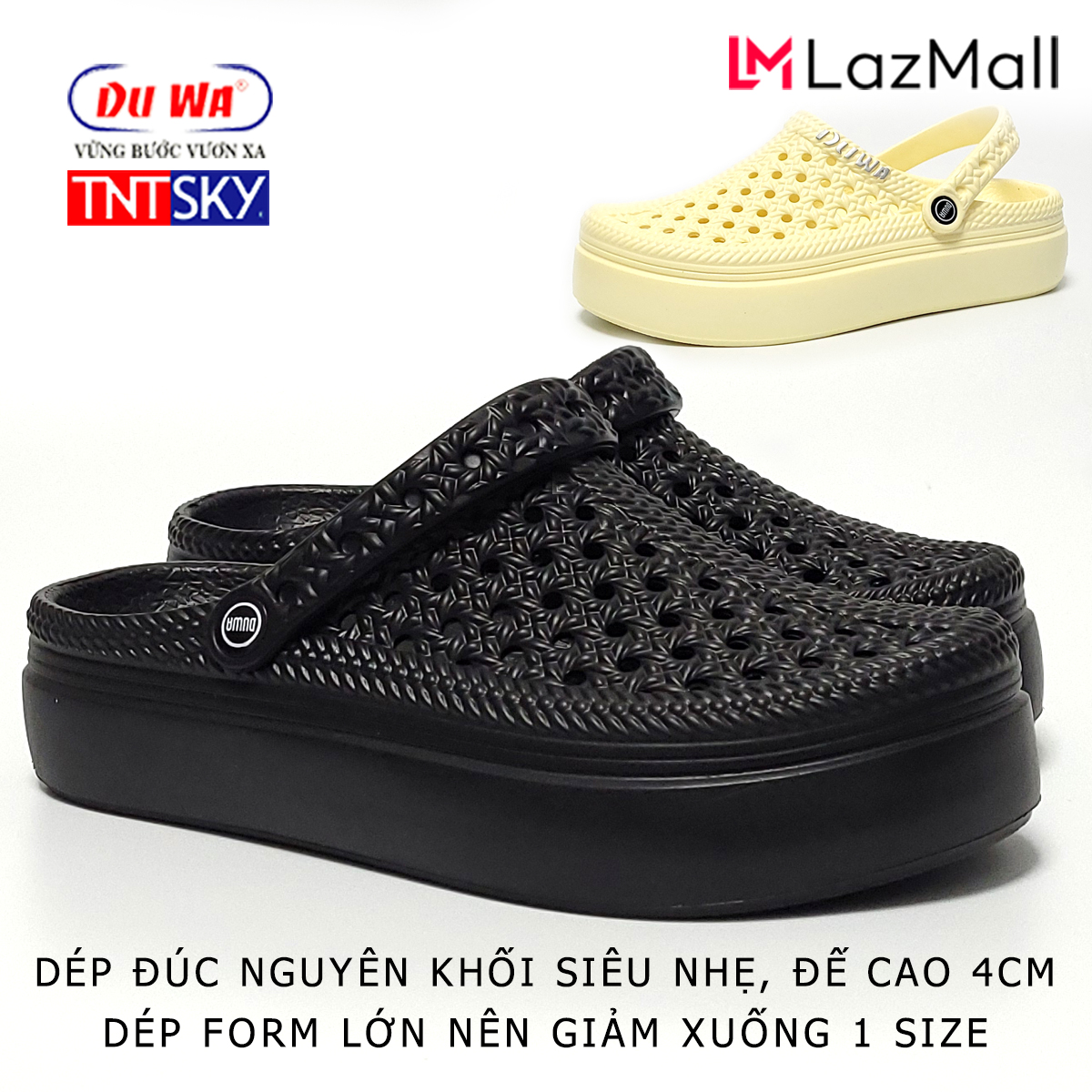 Dép tổ ong bít mũi đúc liền khối siêu nhẹ, đế cao 4cm DUWA - Hàng chính hãng - LD356