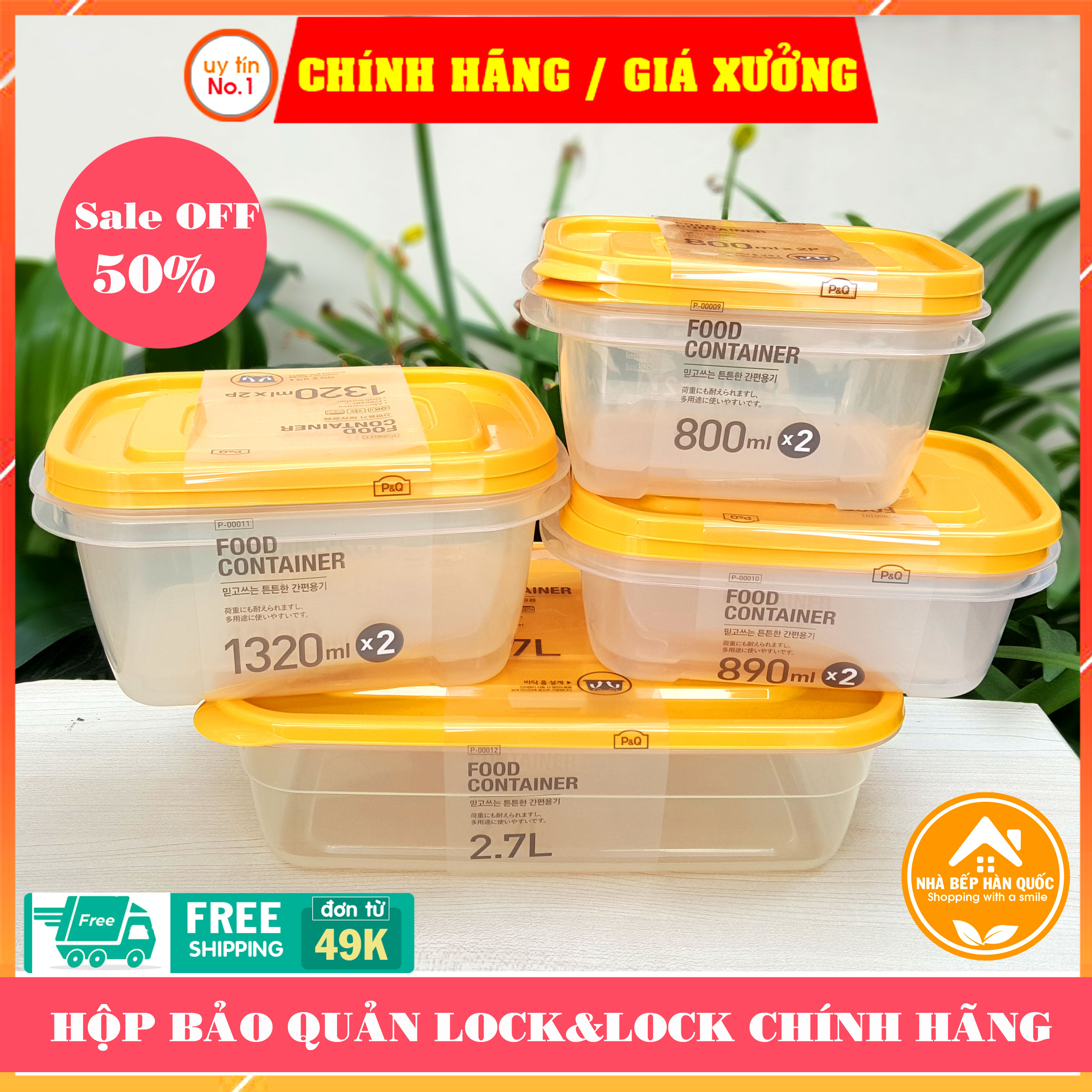 Hộp bảo quản thực phẩm Lock&Lock P-0008IVY 520ml, 610ml, 800ml, 890ml, 1320ml, 2700ml