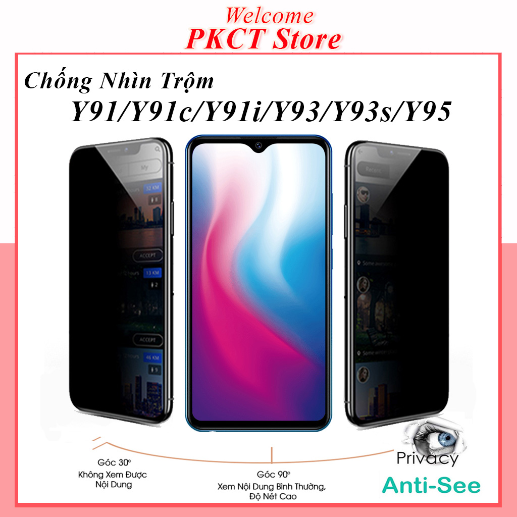 Kính Cường Lực Vivo Y91c Y91 Y91i Y93 Y93s Y95 Chống Nhìn Trộm Full Màn Hình Tặng Kèm Khăn Lau