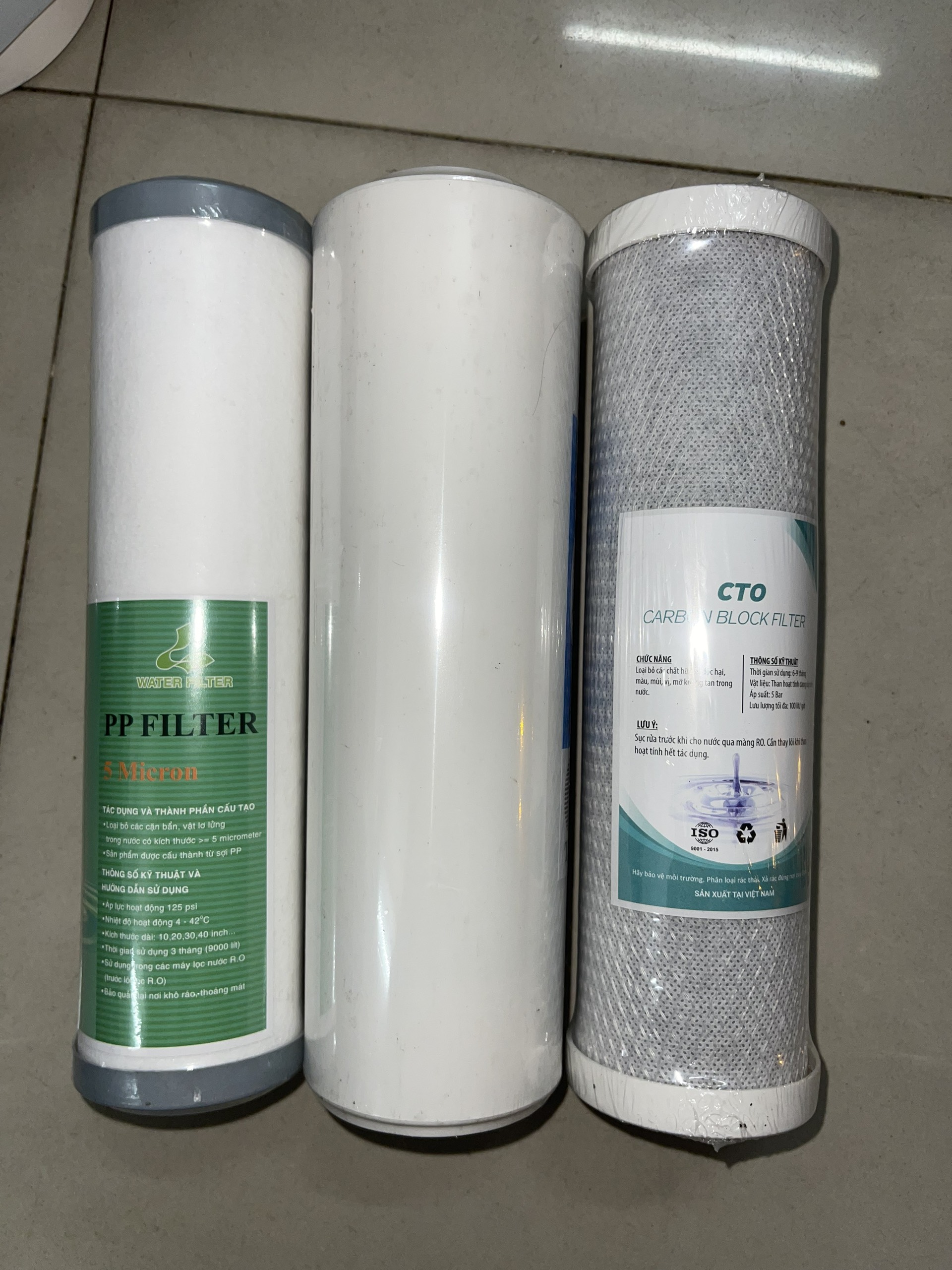Bộ 3 lõi lọc 1 2 3 cao cấp gắn máy lọc nước ro