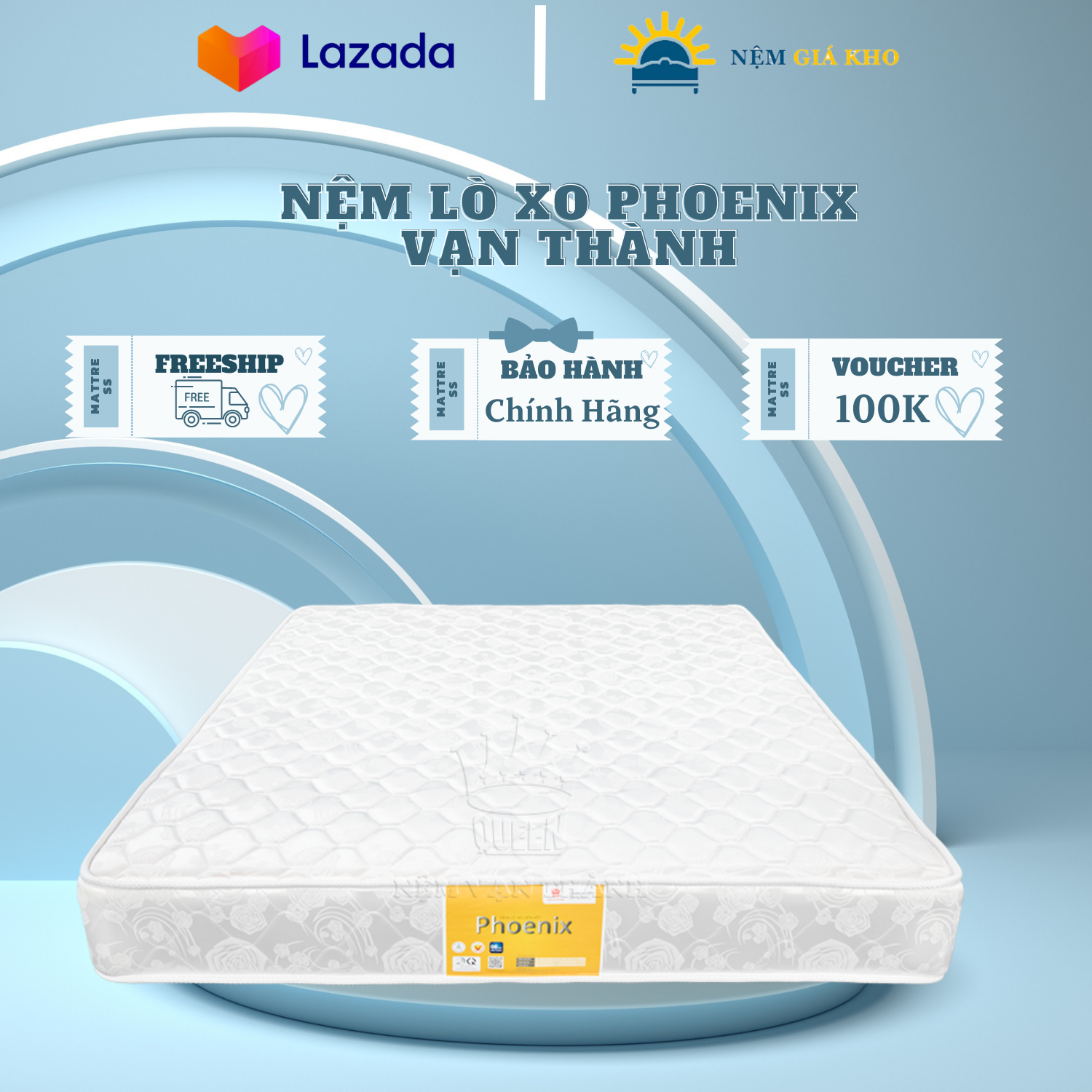 Nệm lò xo phoenix vạn thành tricat 2 mặt vải, bảo hành 6 năm