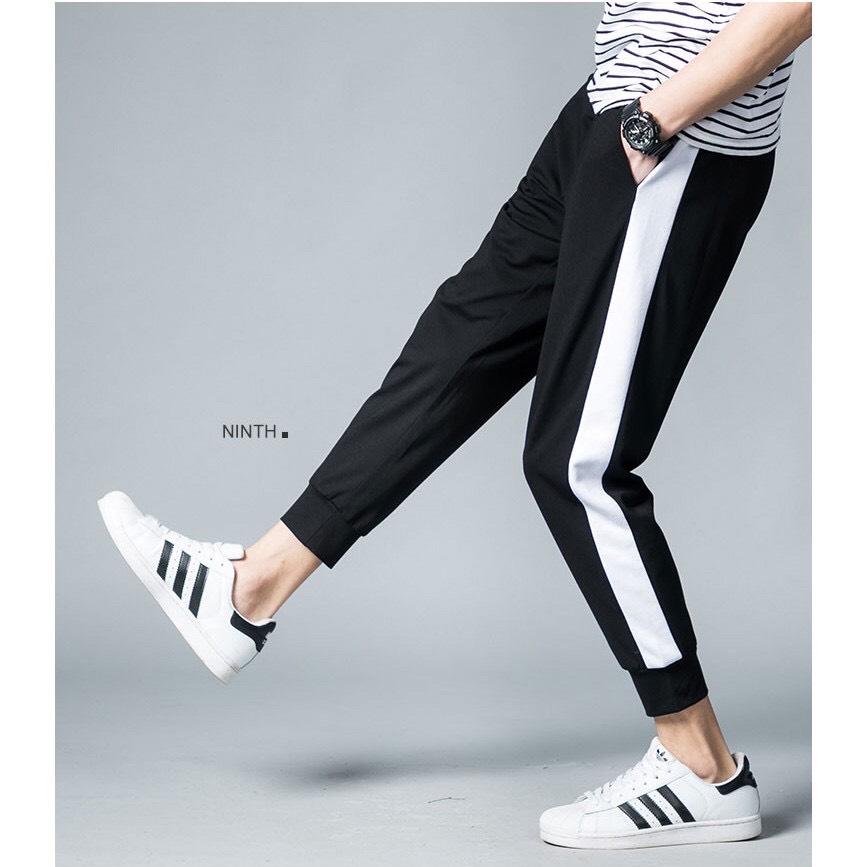 [Hoàn Tiền 15%] [HCM]QUẦN JOGGER NAM PHỐI SỌC TRẮNG BO ỐNG PHONG CÁCH CHẤT THUN THỜI TRANG ATN955