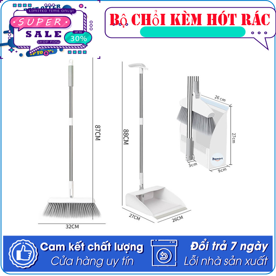 Bộ chổi kèm hót rác , chổi hót rác 2 trong 1 , bộ chổi quét bụi tay cầm dài xoay 180 độ và thẳng đứng cho gia đình , chổi quét bụi ngoài sân , chổi hút bụi trong nhà , chối quét bụi chống nước