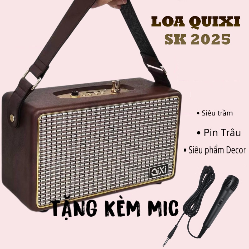 Loa bluetooth karaoke qixi sk-2025 âm thanh siêu đỉnh tích hợp cổng micro 6.5 karaoke micro không dây bh 06 tháng