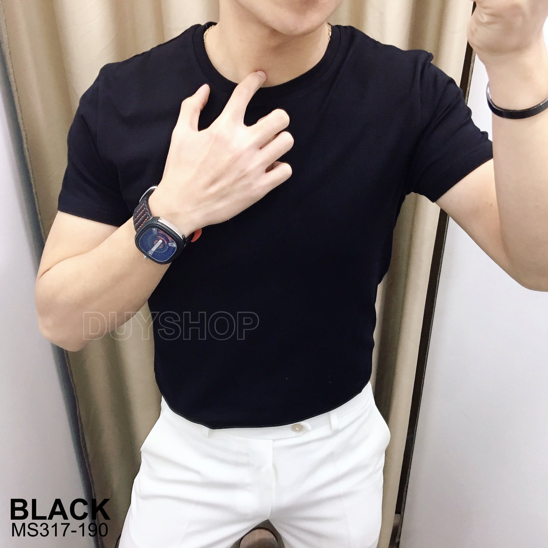 Áo Cộc Tay Nam Đen Trơn Cổ Tròn Chất Mịn Mát