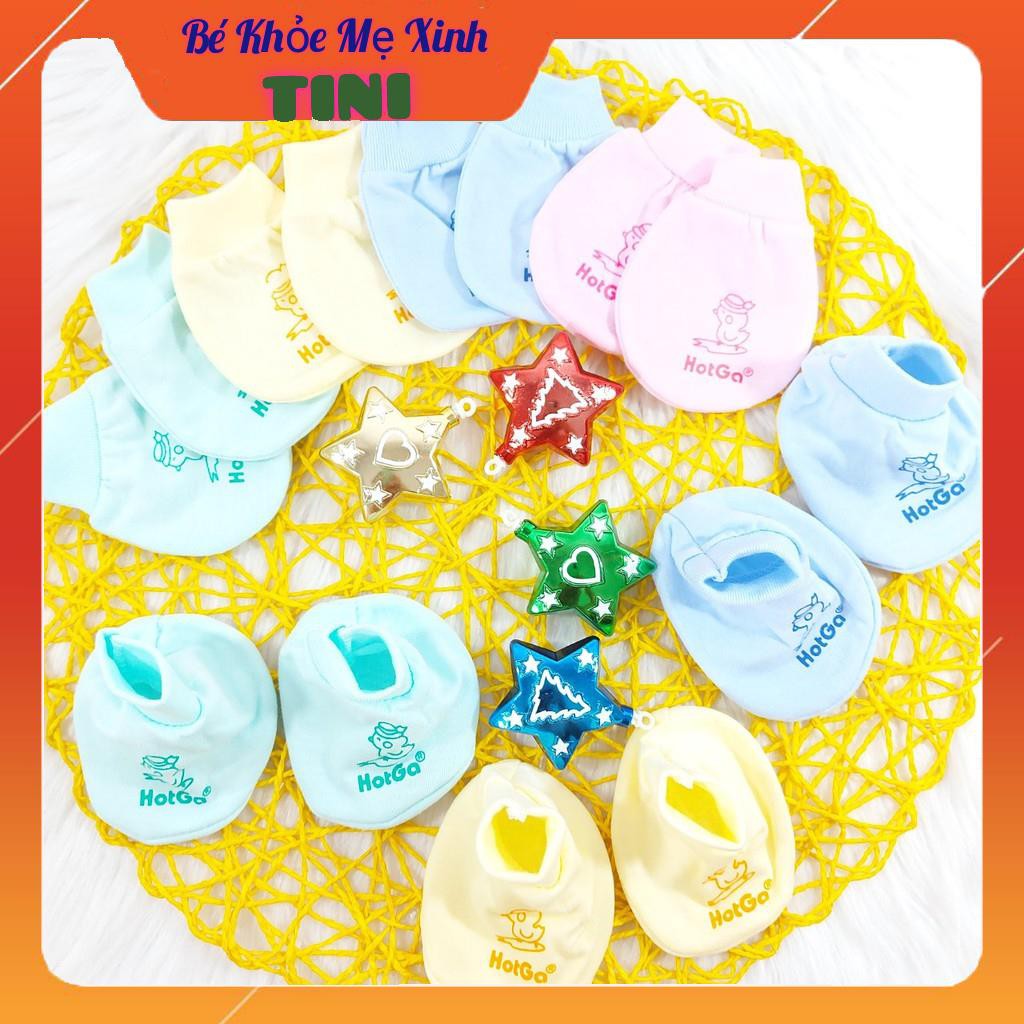 Bao tay chân Hotga cho bé sơ sinh dạng bo màu