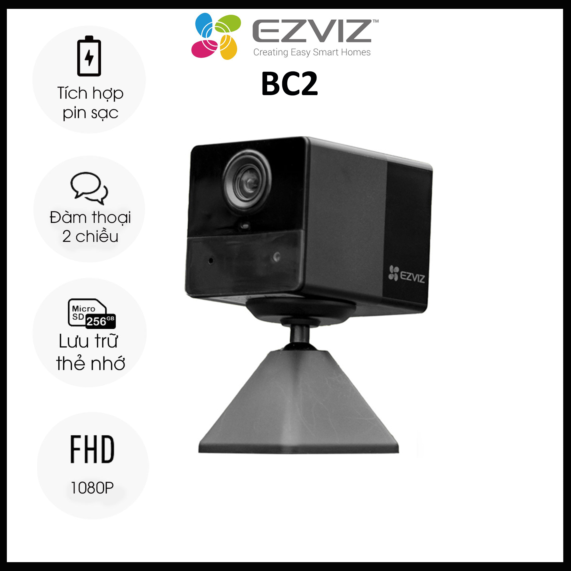 Camera ezviz bc2 fhd 1080p chạy bằng pin- đàm thoại 2 chiều- wifi trong nhà chính hãng bao sỉ