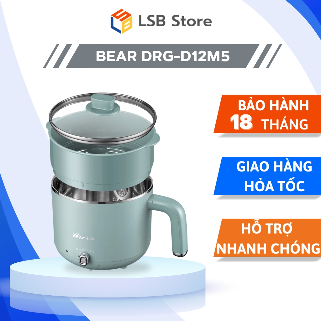 Nồi nấu lẩu và hấp đa năng bear drg-d12m5 | hàng chính hãng | bảo hành 18 tháng | lsb store