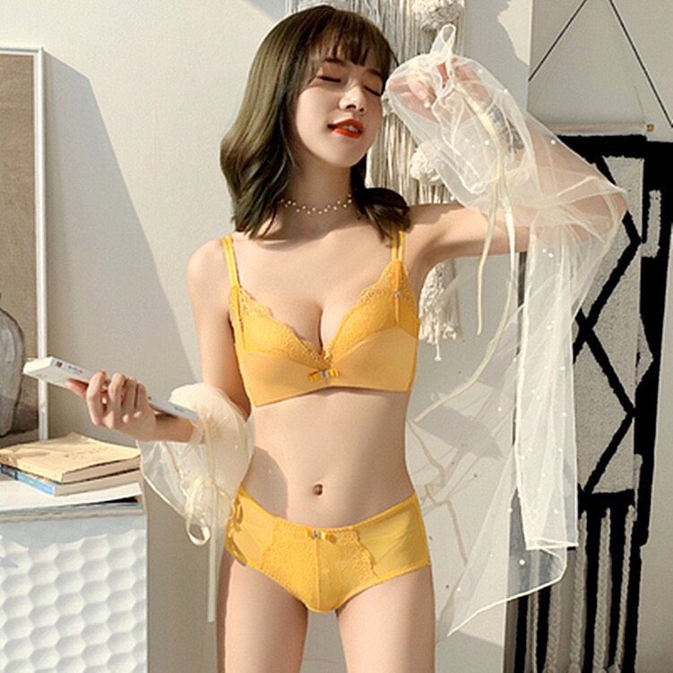 Bộ đồ lót lụa phối ren cao cấp - Shop đồ lót xinh