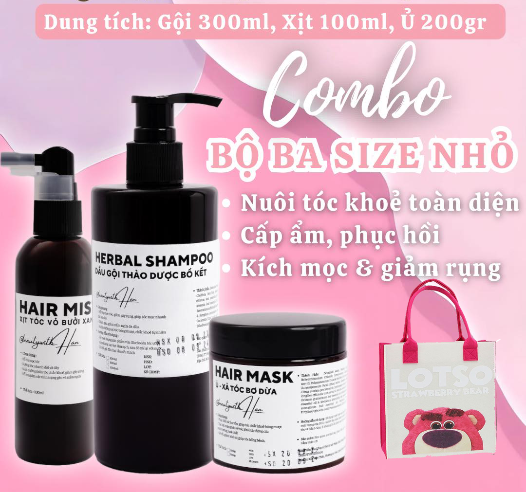 Combo trọn bộ gội xả xịt chăm sóc tóc toàn diện @beautywithHan
