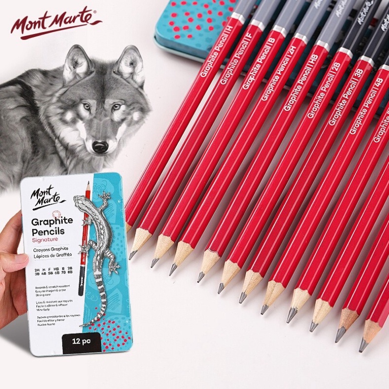 -bộ bút chì 12 cây mont marte graphite pencils 12pc-mpn0114