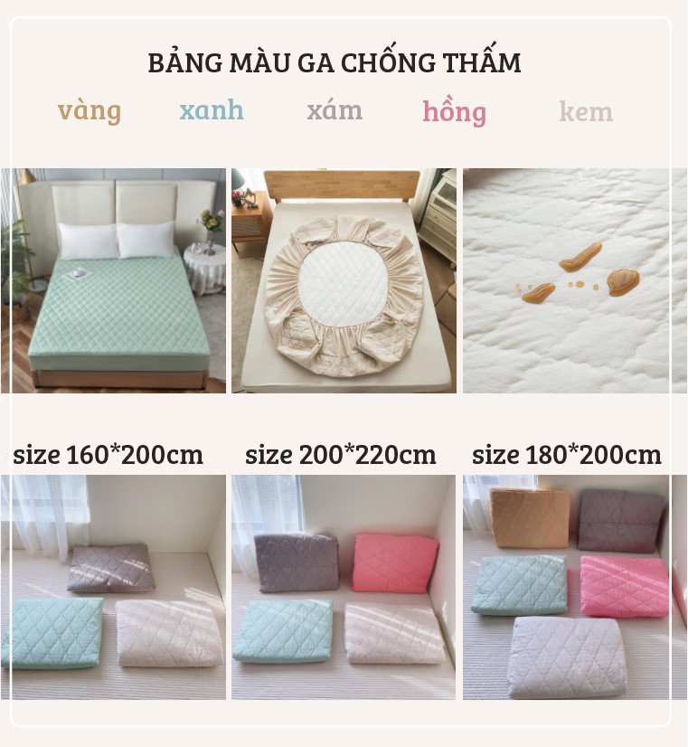 GA Chống thấm xuất Hàn trần bông không nóng bí sột soạt bảo vệ nệm tránh thấm nước kích thước 1,6m - 1,8m - 2m