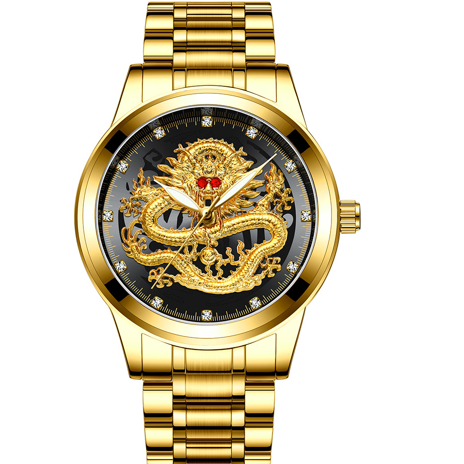 Đồng hồ Nam FNGEEN FN5588 Mặt rồng Mắt Đỏ sang trọng doanh nhân 2020 Dây thép không gỉ cao cấp