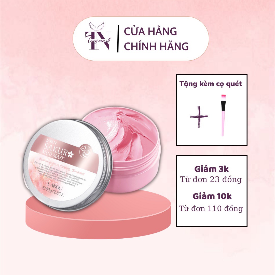 [Chính Hãng] Mặt Nạ Bùn Đất Sét Hoa Anh Đào Sakura Hãng LaiKou - Sáng Da Kiềm Dầu Se Khít Lỗ Chân Lông - Tiny Mask