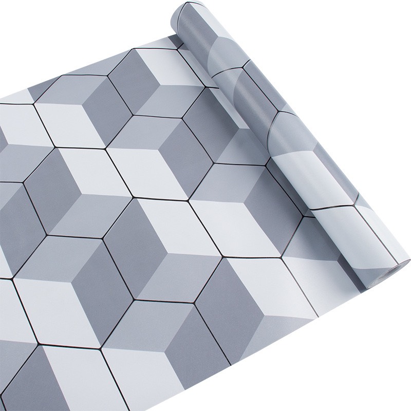 Combo 10m giấy dán tường lục giác xám  có keo sẵn  - Khổ 45cm