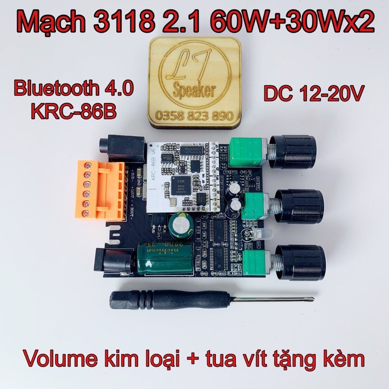 Mạch khuếch đại âm thanh TPA3118 2.1 2x30W+60W - Bluetooth Krc-86B cao cấp