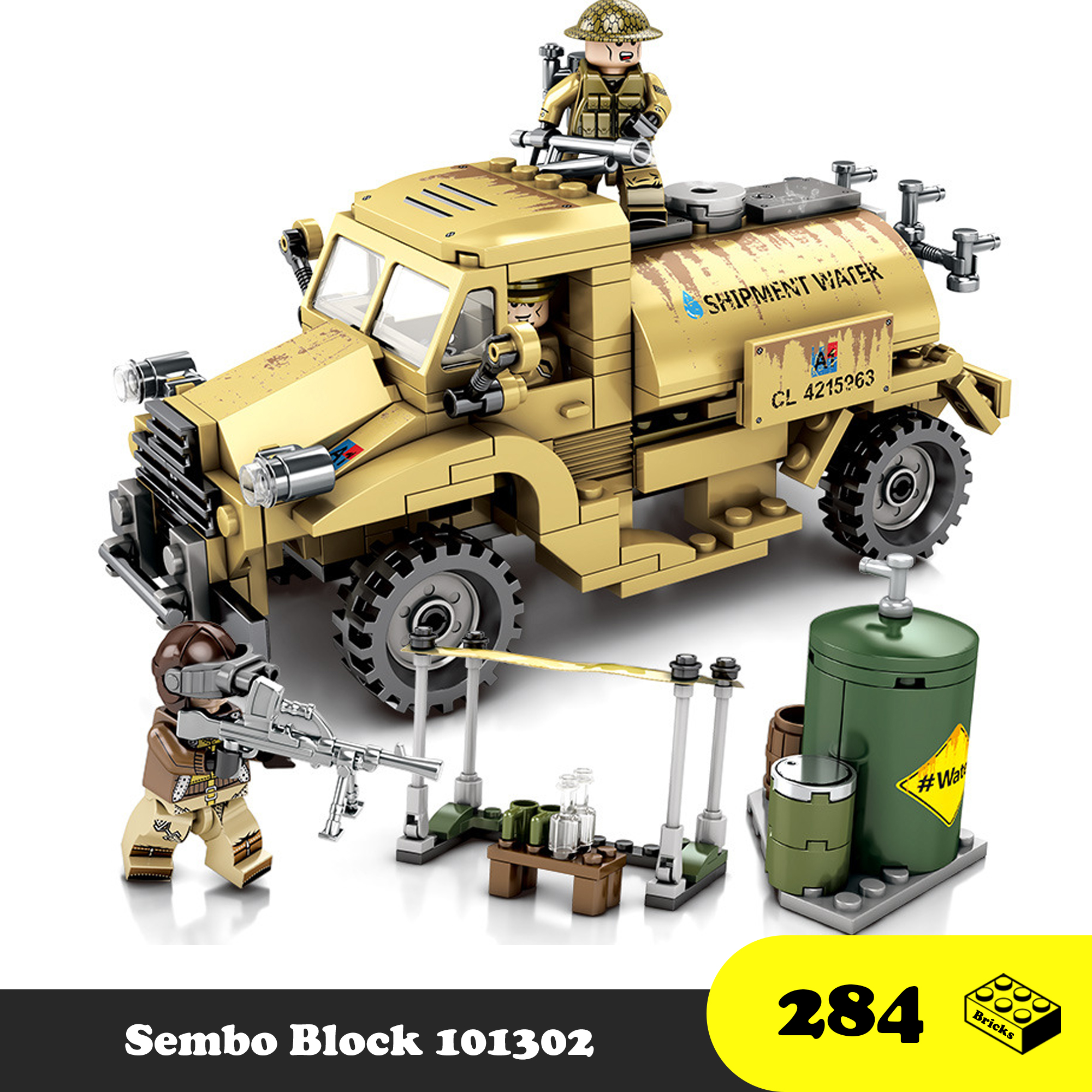 Lego Semblo Shipment Water 101302 - Lego Xe tải chở nước  Canada - C15A MILITARY WATER