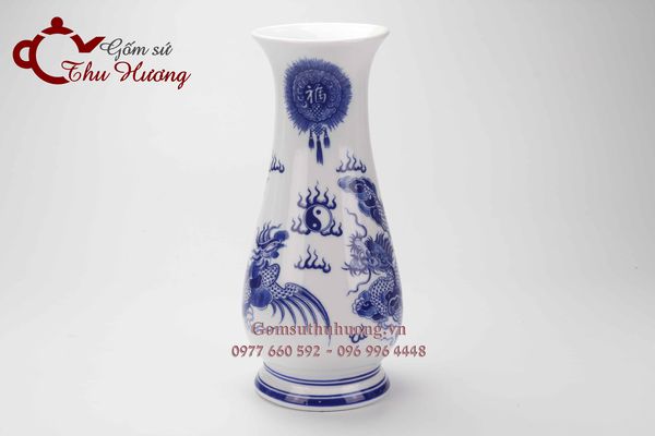 Lọ cắm hoa ban thờ rồng phượng (Đồ thờ Bát Tràng)