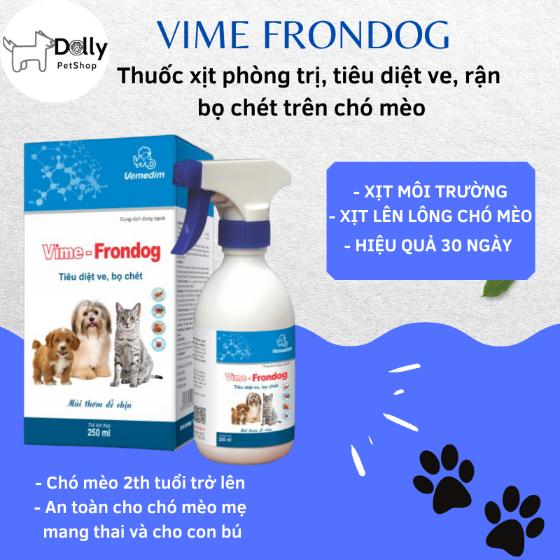 Vime-Frondog thuốc tiêu diệt, phòng trị ve, rận, bọ chét ở chó, mèo Vemedim