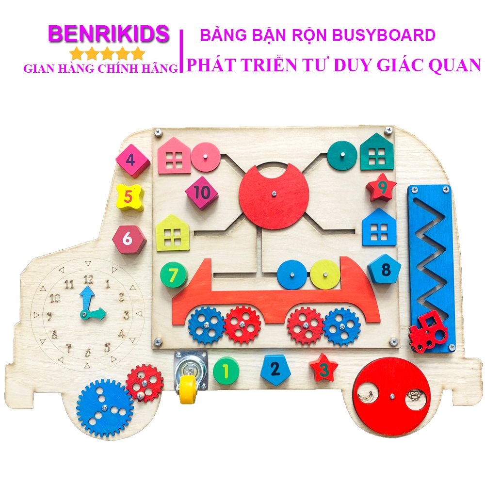 Đồ chơi montessori loại mới, bảng bận rộn busy board ô tô mê cung tìm đường cho bé phát triển tư duy, đồ chơi gỗ benrikid, đồ chơi an toàn trẻ em