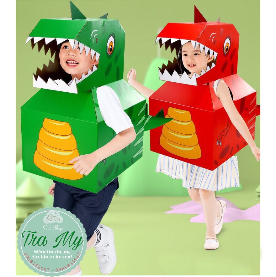 Bộ đồ chơi cosplay, hóa trang khủng long, hươu cao cổ, voi, cá mập bằng carton dc121