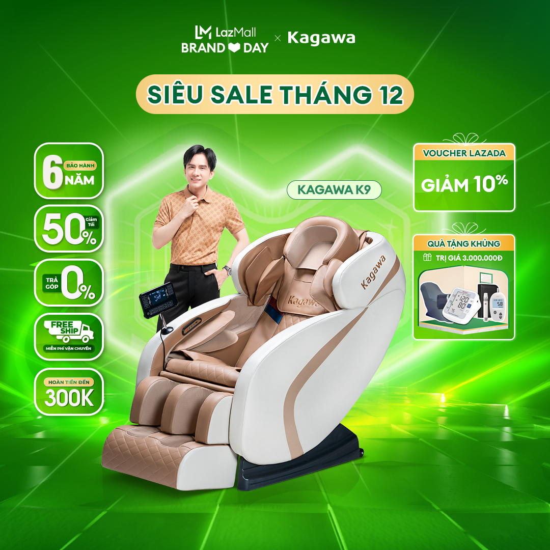 Ghế massage toàn thân đa năng Kagawa K9 đa chức năng công nghệ quét AI dò tìm huyệt đạo túi khí nhiệt hồng ngoại miễn phí vận chuyển và lắp ráp tại nhà Bảo Hành 6 năm tại nhà