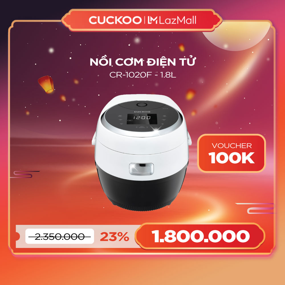 Nồi cơm điện tử Cuckoo 1,8L CR-1020F - Bảng điều khiển LED - Lòng nồi chống dính - Chất lượng Hàn Quốc - Hàng chính hãng Vina