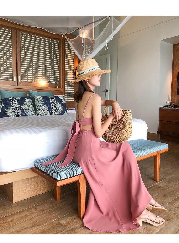 Đầm Maxi Voan 2 Dây Dài Dự Tiệc Hoặc Đi Biển ( CHẤT LIỆU VẢI VOAN) thời trang nữ