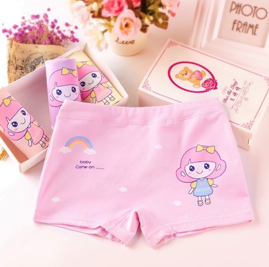 sSET 4 quần chip đùi MẪU CÔ GÁI CẦU VỒNG cho bé gái từ 9-12 tuổi