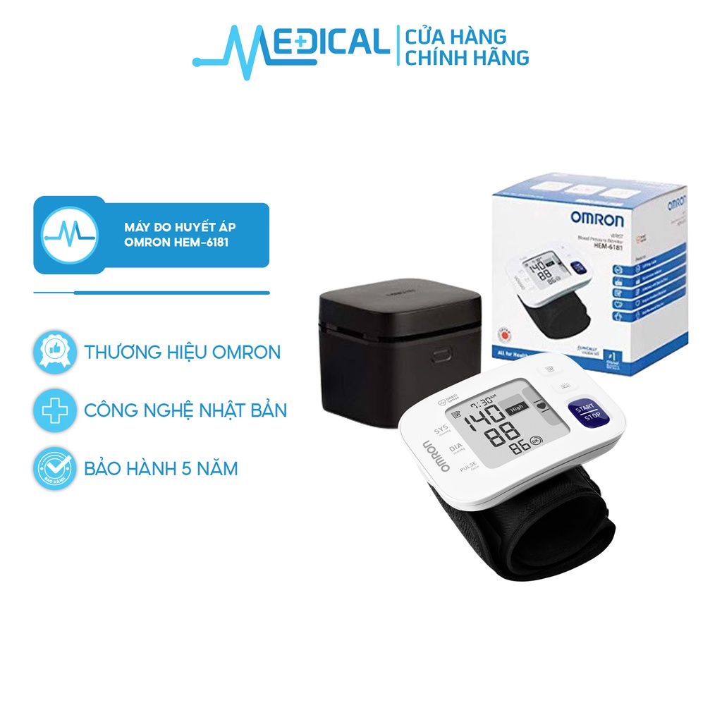Máy đo huyết áp cổ tay OMRON HEM-6181 lưu trữ 60 dữ liệu trong bộ nhớ