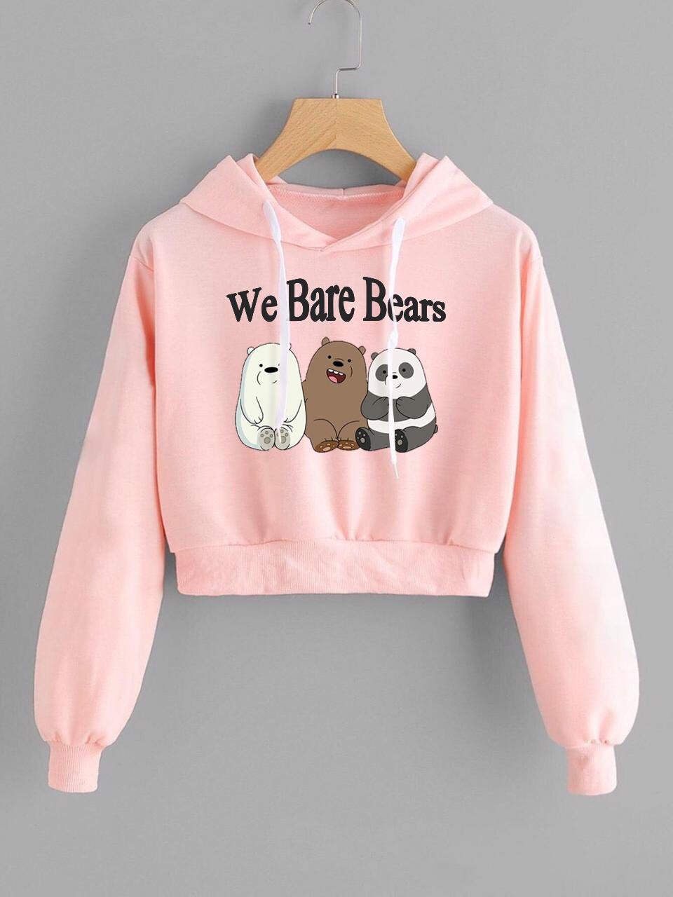 Áo hoodie dáng croptop WE BARE BEAR xinh xắn cho bé gái