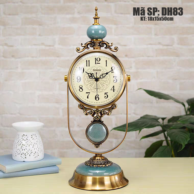 Đồng hồ để bàn sứ men rạn phong cách Mỹ DH83