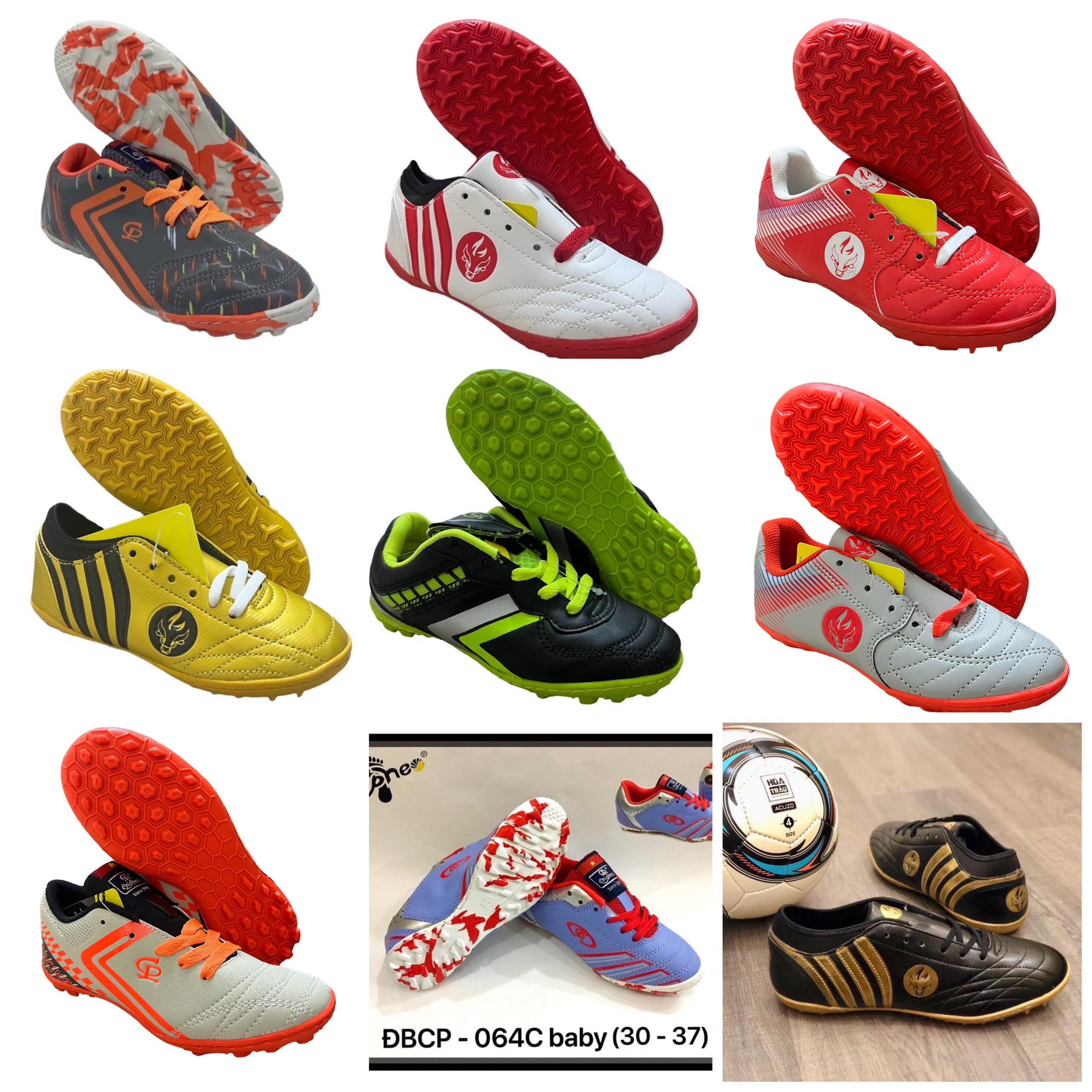 Giầy đá banh trẻ em form nhỏ, giày đá bóng giá rẻ bé trai giá rẻ đế cao su đã khâu đế