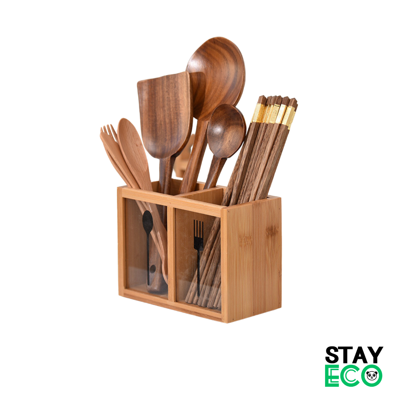 Ống đựng đũa thìa stay eco - bộ ống đựng đũa 2 ngăn phong cách nhật bản