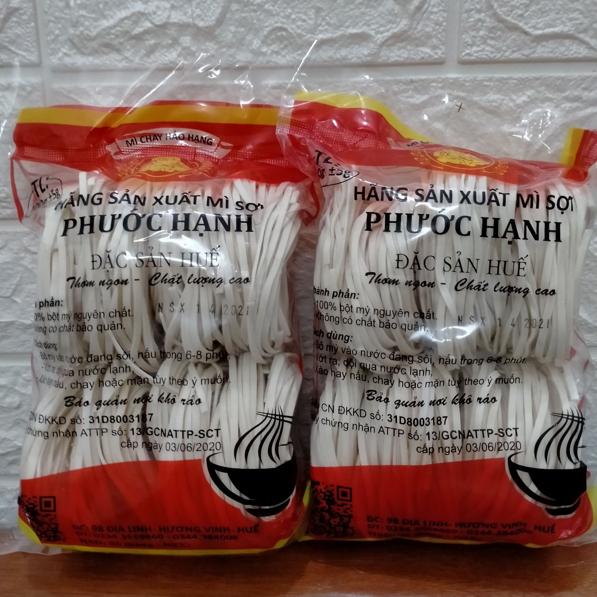 2 gói mì vắt ( bánh canh khô ) huế ( 2 gói x 400g phước hạnh )