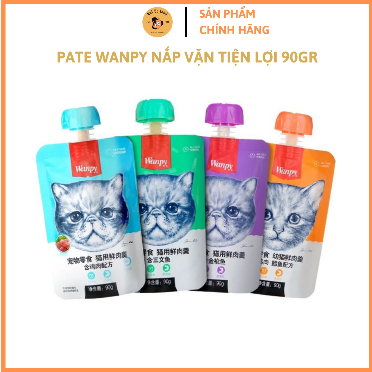 Pate Wanpy nắp vặn dễ bảo quản cho Mèo, súp thưởng cho Mèo