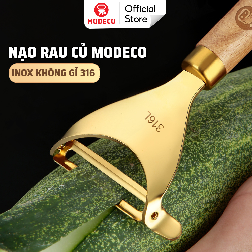  Nạo Rau Quả Modeco Bằng Thép Không Gỉ 316l - Dụng Cụ Bào Gọt Vỏ Củ Quả Đa Năng Cán Cầm Bằng Gỗ Sồi Lưỡi Dao Sắc Bén 