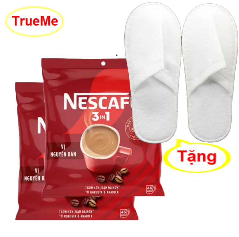 [Tặng dép] Bộ x2 túi Nescafe Túi đỏ (46gói x 17g/Túi) - Ca phe rang xay hoa tan - cafe sữa đá - nesc