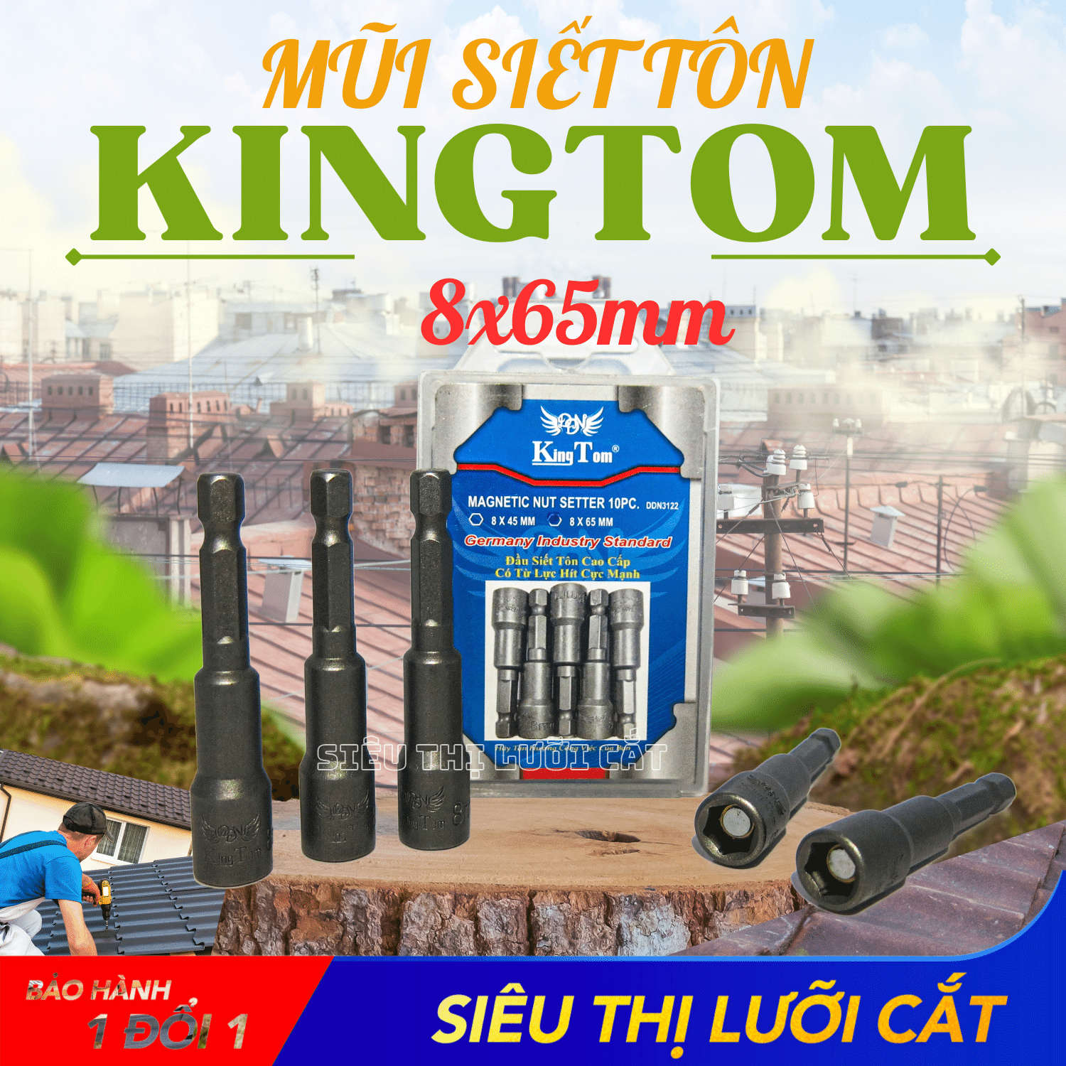 Mũi siết tôn cao cấp kingtom dài 8x65mm - lực hít cực mạnh