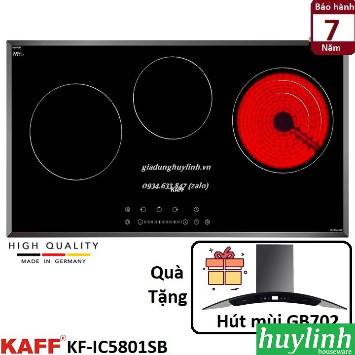 Bếp điện từ hồng ngoại kaff kf-ic5801sb tặng hút mùi kaff gb702