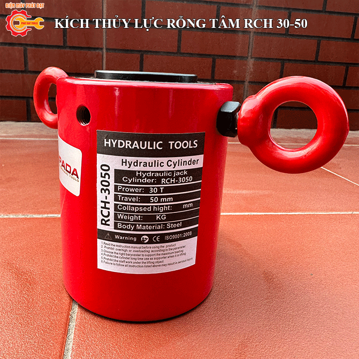 Kích thủy lực rỗng tâm 30 tấn hành trình 50mm - Bảo hành 6 tháng