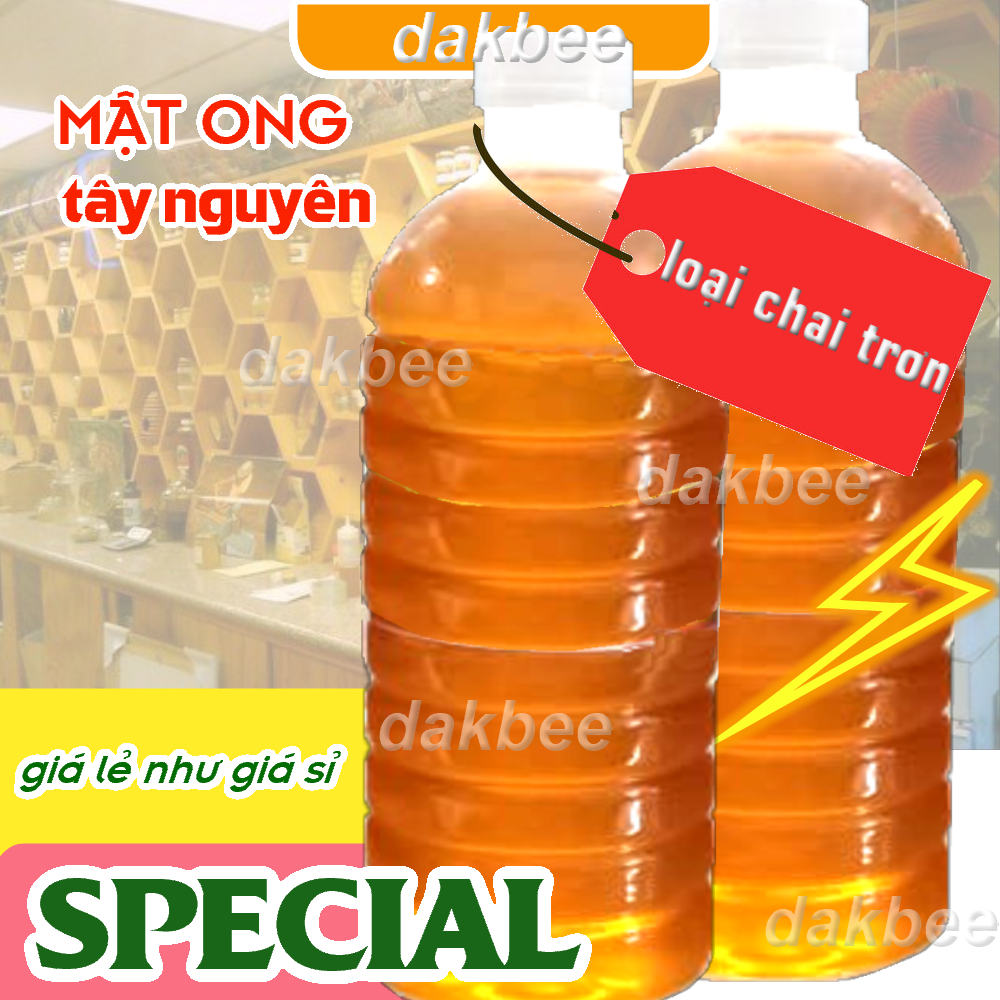 1 Lít (1300g) mật ong rừng hoa cà phê chai trơn dành cho khách mua sỉ - mật ong nguyên chất, tăng cường sức đề kháng  [ dakbee ]