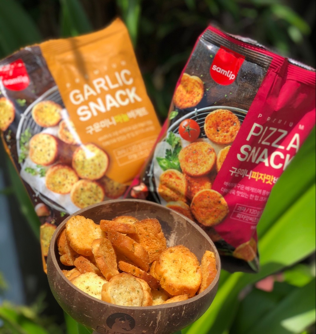 Bánh mì sấy Snacks Bơ tỏi/ Pizza 120gr Samlip Hàn Quốc - Date T3/2024