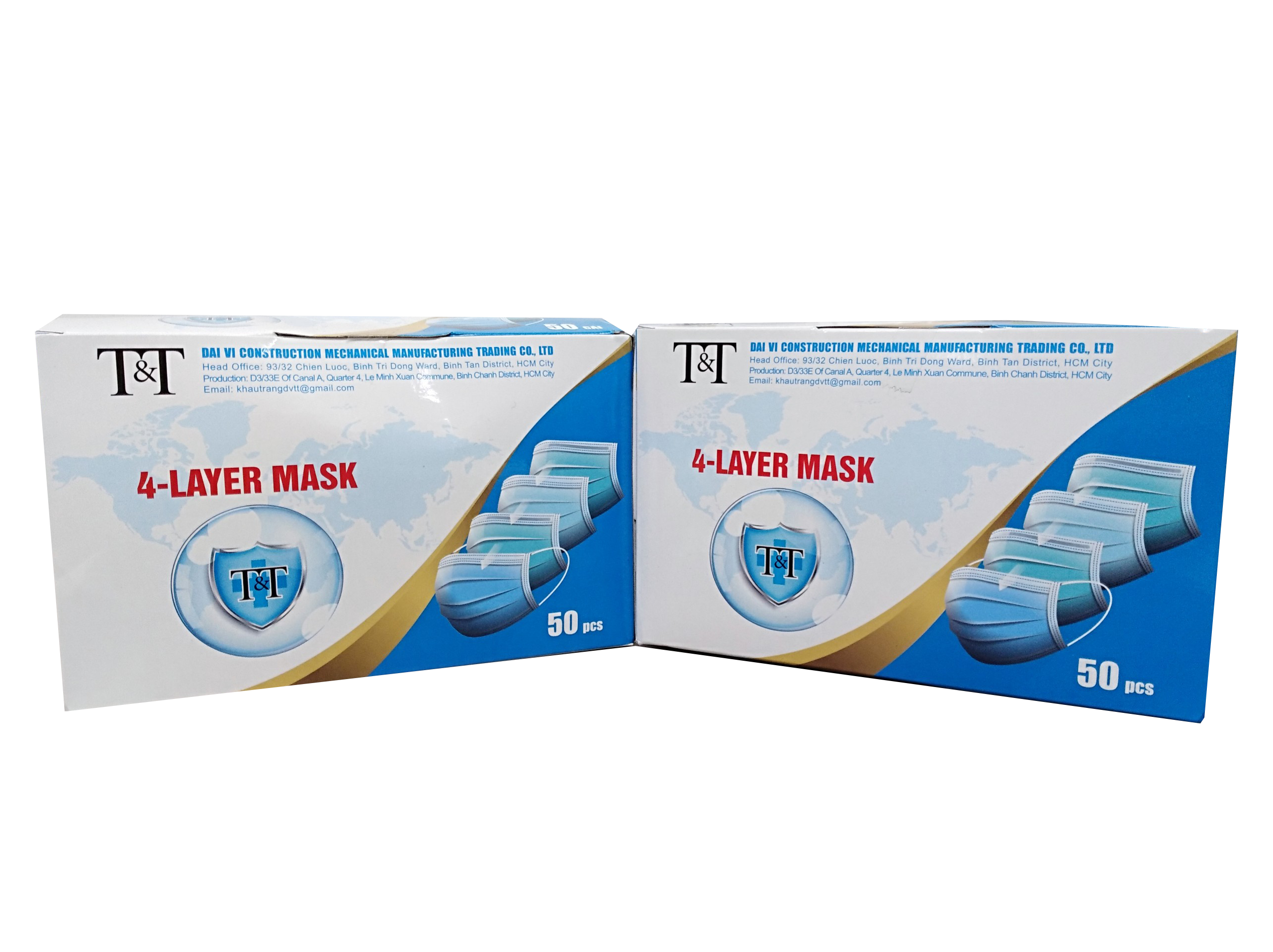 T&T 3 HỘP KHẨU TRANG Y TẾ 4 LỚP KHÁNG KHUẨN XANH/TRẮNG 50 CÁI/HỘP - TT08