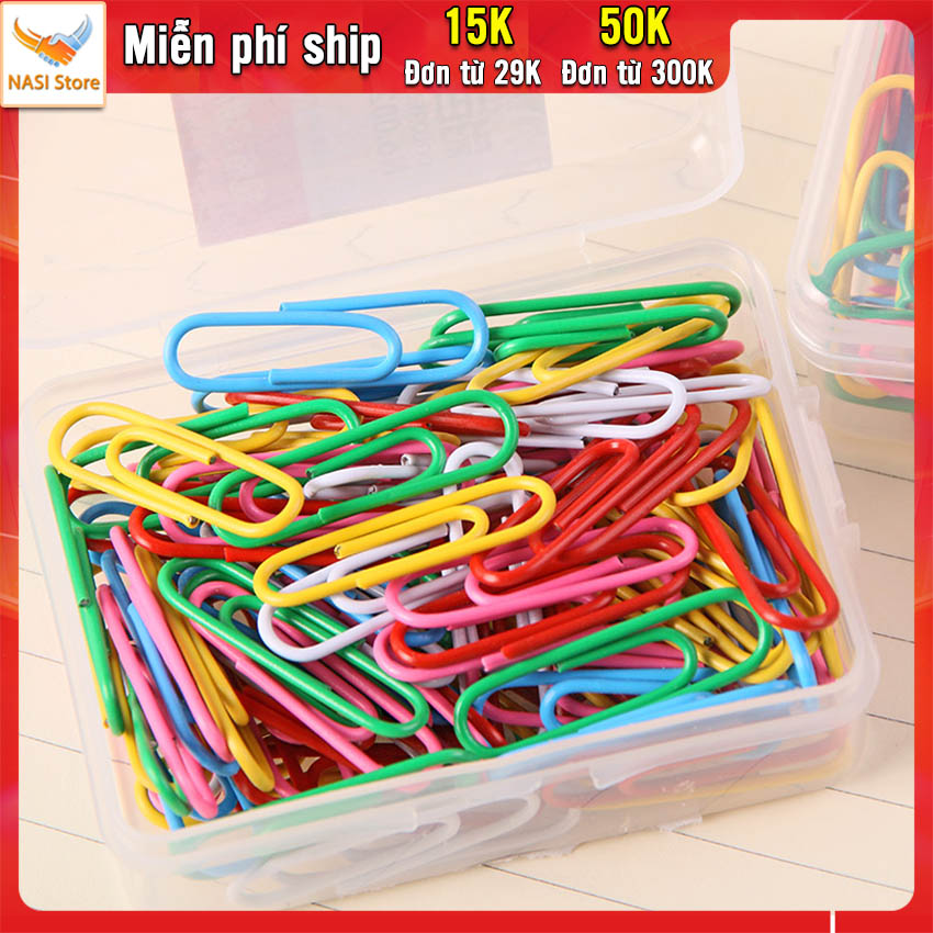 Kẹp giấy nhiều màu sắc bền đẹp ghim giấy, kẹp tài liệu, ghim kẹp giấy, kẹp giấy a4 bằng thép cứng bọc nhựa bên ngoài chống gỉ sét, không để lại dấu trên tài liệu - NASI Store