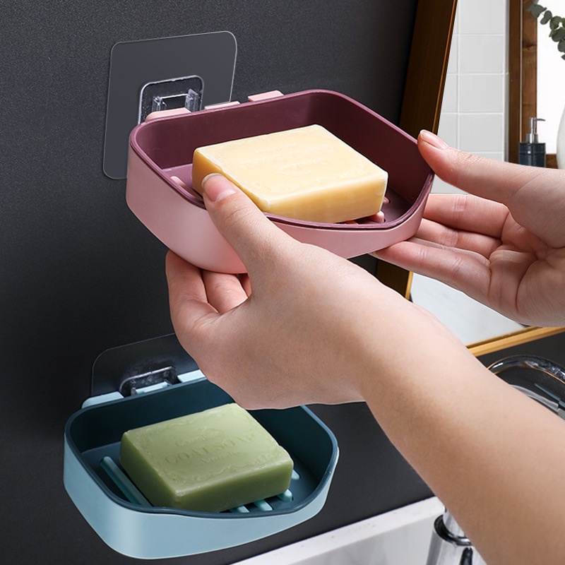 Hcm khay kệ đựng xà bông xà phòng 2 lớp dán tường cao cấp tiện dụng - hộp đựng xà phòng gd99